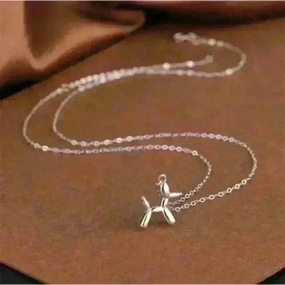 Balloon Dog Pendant Necklace in Sterling Silver